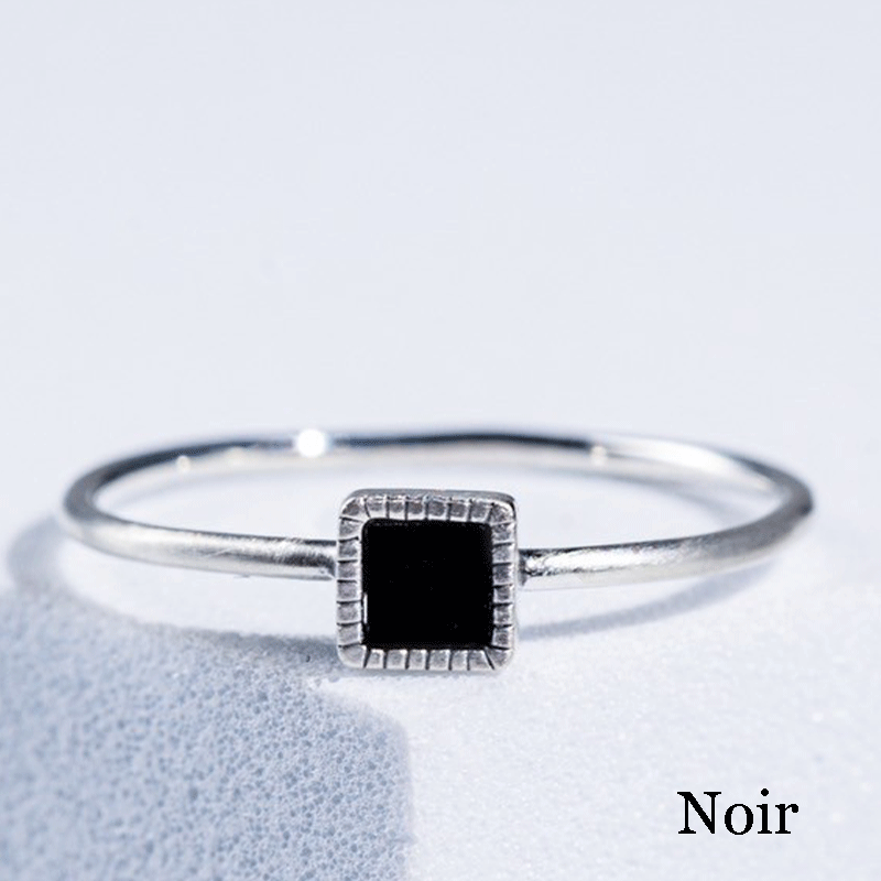 Noir onyx square silver ring（mat)