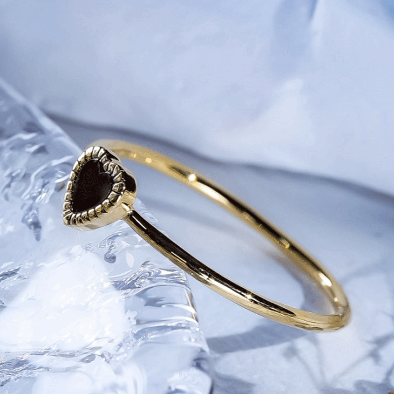 Noir onyx heart ring -K18gold-