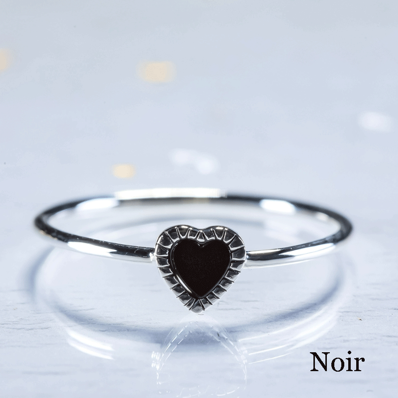 Noir onyx heart silver ring